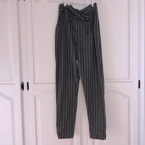 Grey & white striped pants